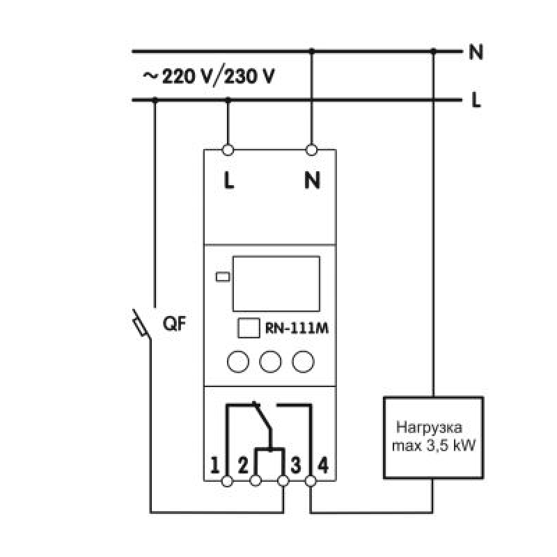 Однофазне реле напруги 16A [NTRN111M0] РН-111М Новатек-Електро