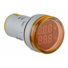 Вольтметр-частотомер цифровой 50-500V AC 5-99Hz ᴓ22мм круглый желтый [A0190010180] U-ADM-VHz АСКО