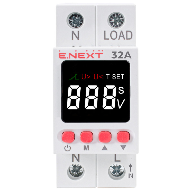 Однофазное реле контроля напряжения 32А с индикацией [p0690031] E.NEXT e.control.v32