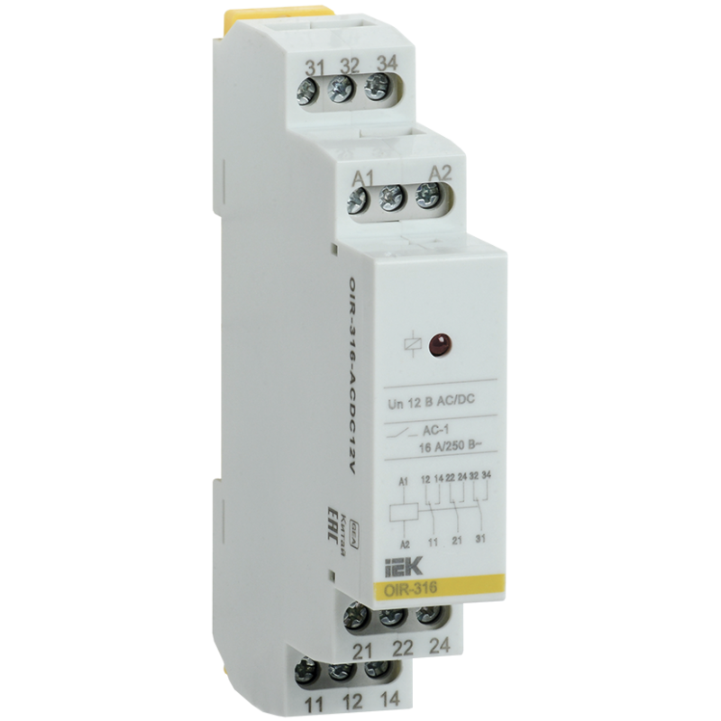 Промежуточное реле 16A 3 контакта AC/DC 12В [OIR-316-ACDC12V] OIR УЕК
