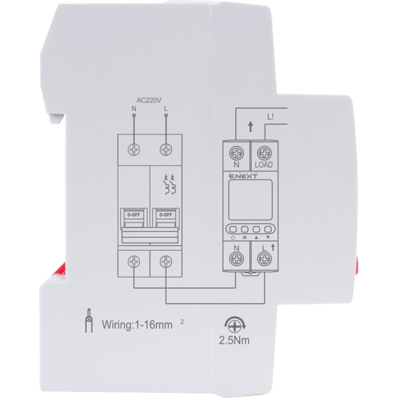 Однофазное реле контроля напряжения 40А с индикацией [p0690032] E.NEXT e.control.v40