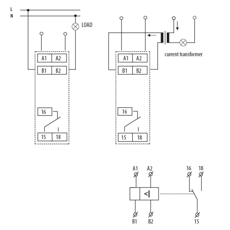Реле контролю споживаного струму 8А AC/DC 240В 0.8-8А [2471819] PRI-51/8 ETI