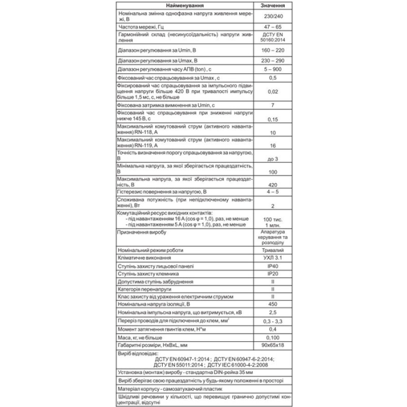 Однофазне реле напруги 16A [NTRN11900] РН-119 Новатек-Електро