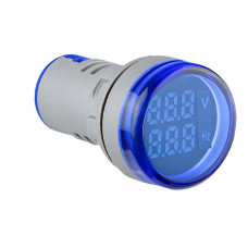 Вольтметр-частотомер цифровой 50-500V AC 5-99Hz ᴓ22мм круглый синий [A0190010181] U-ADM-VHz АСКО