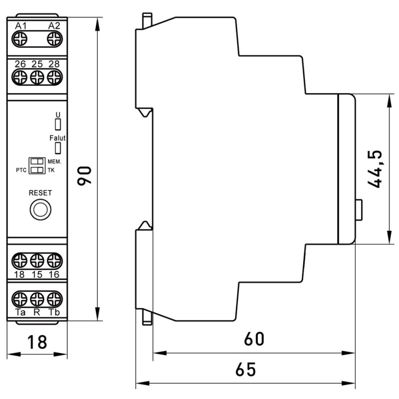 Реле контроля температуры 8A 24-265V AC/DC 2CO обмотки двигателя [i0310043] E.NEXT e.control.h03