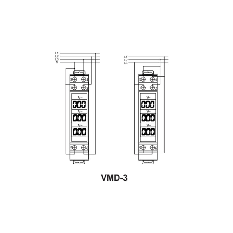 Вольтметр цифровий модульний трифазний AC 80-500V [A0010250002] VMD-3 АСКО