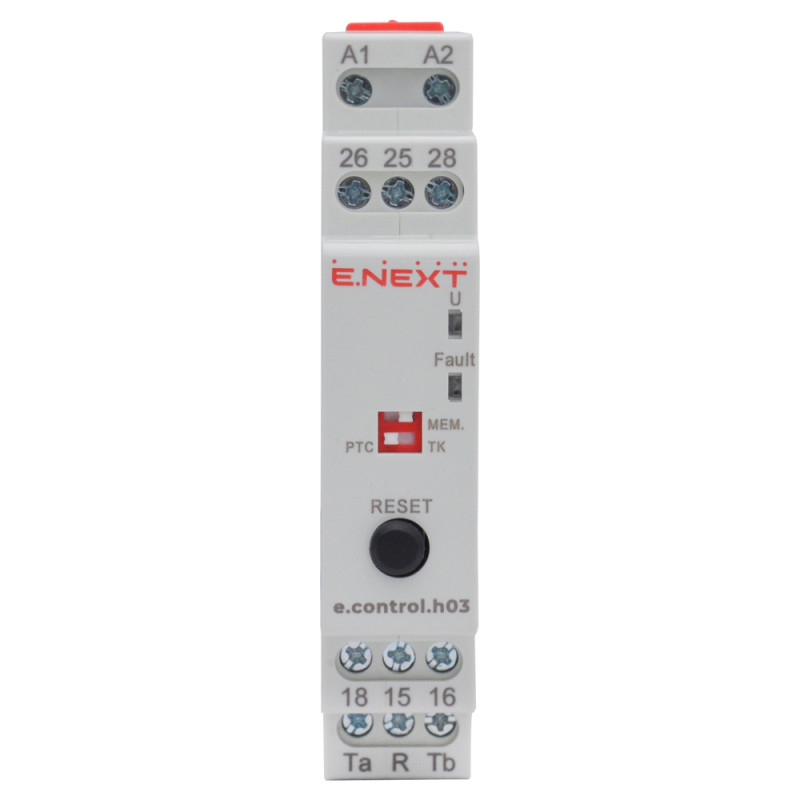 Реле контроля температуры 8A 24-265V AC/DC 2CO обмотки двигателя [i0310043] E.NEXT e.control.h03