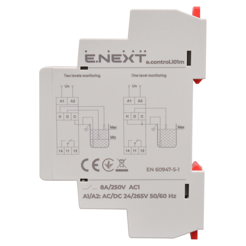 Реле контролю рівня рідини 8A 24-265V AC/DC 1CO [p075003] E.NEXT e.control.l01m