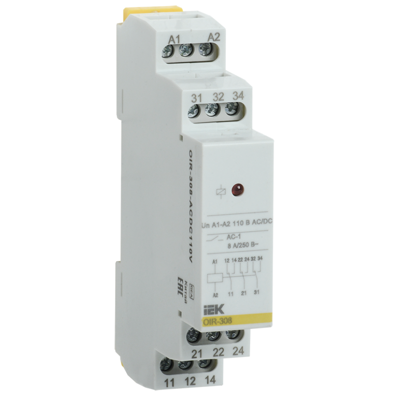 Промежуточное реле 8A 3 контакта AC/DC 110В [OIR-308-ACDC110V] OIR УЕК