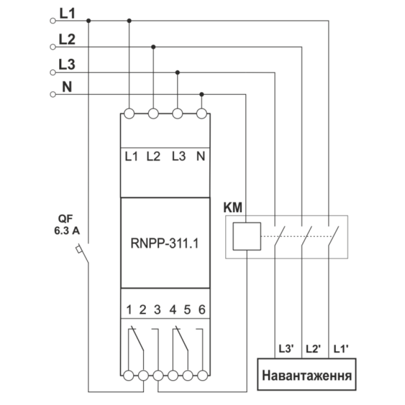 Трехфазное реле контроля напряжения и фаз 5A [NTRNP3111] РНПП-311.1 Новатек-Електро