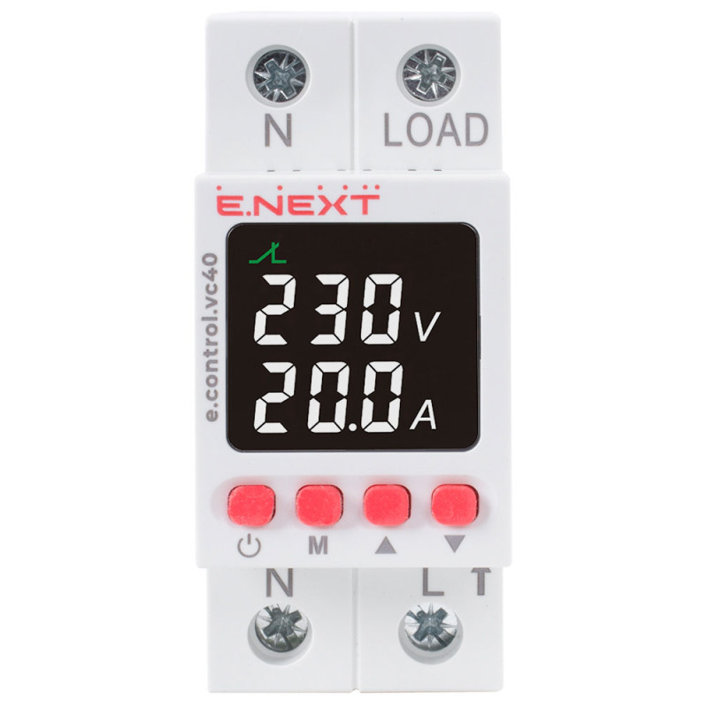 Однофазное реле контроля напряжения 40А с индикацией [p0690029] E.NEXT e.control.vc40