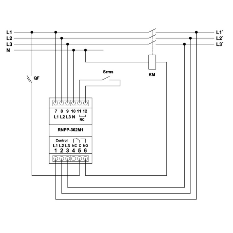 Трифазне реле напруги і контролю фаз 12А [NTRNP302М] РНПП-302М1 Новатек-Електро