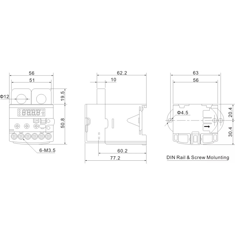 Реле захисту двигуна 3-30A AC 380V [EOCR-SSD-30-380] Samwha