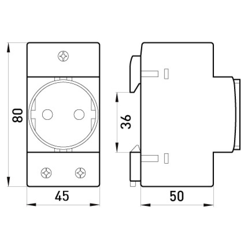 Розетка на DIN-рейку 2P+PE з заземленням [s004002] e.socket.pro.din.tms E.NEXT