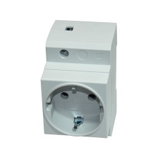 Розетка на DIN-рейку 2P+PE 16А 250V с заземлением [SKT-DIN-16AG] UEC