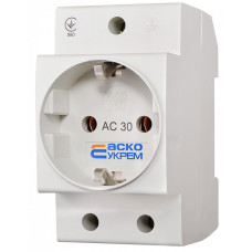 Розетка на DIN-рейку 2P+PE с заземлением [A0150010104] AC30 АСКО