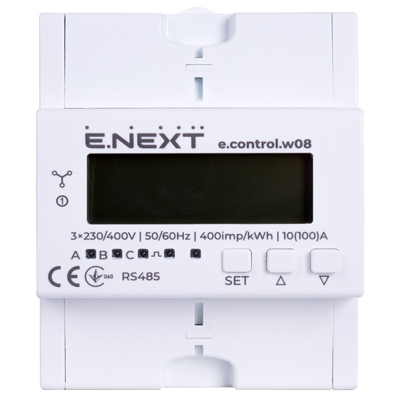 Трифазний електронний лічильник 100А клас 1 [i0310038] RS485 E.NEXT e.control.w08