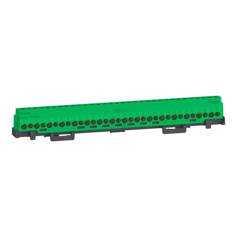 Клеммный блок 80A 32 отверстия 16x16мм.кв/16x10мм.кв для подключения заземления или нейтрали [LGYT2A32] Linergy Schneider Electric