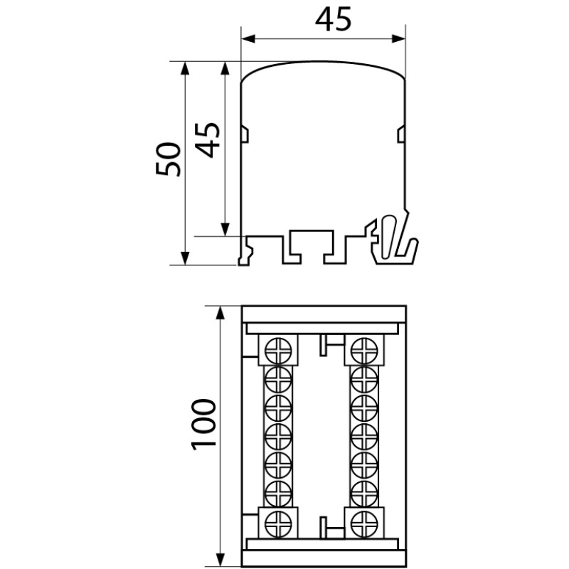 Шина нулевая (кросс-модуль) 2х11 отверстий 125А на DIN-рейку [A0150120023] VC-211 АСКО