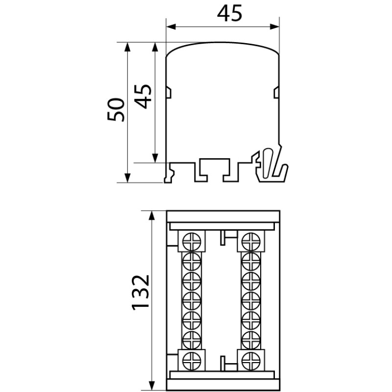 Шина нулевая (кросс-модуль) 2х15 отверстий 125А на DIN-рейку [A0150120019] VC-215 АСКО