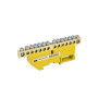 Шина заземлення 14 отверстий 8x12мм медь с изолятором на DIN-рейку [YNN10-812-14D-K05] ШНИ-8х12-14-Д-Ж УЕК