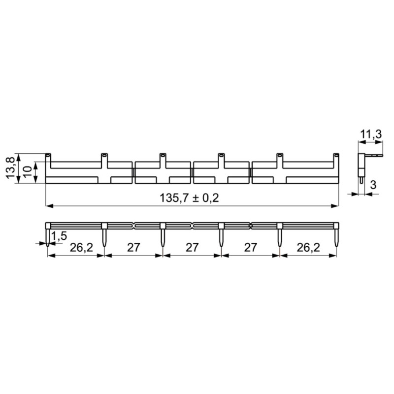 Шина з'єднувальна 10А типу PIN (штир) для А1/А2 [2473018] ER-TERMINAL ETI