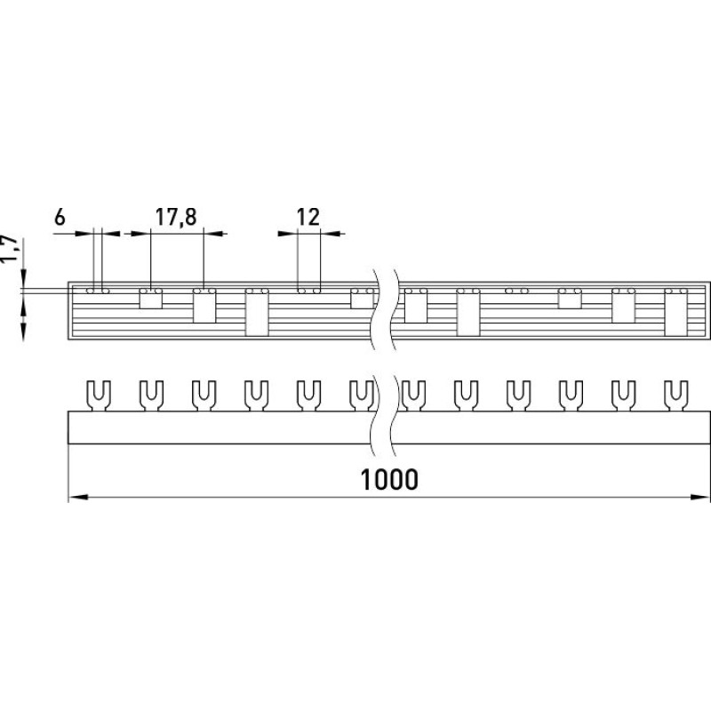 Шина з'єднувальна 4Р 100А типу FORK (вилка) [s180008] e.bc.u.stand.4.100 E.NEXT