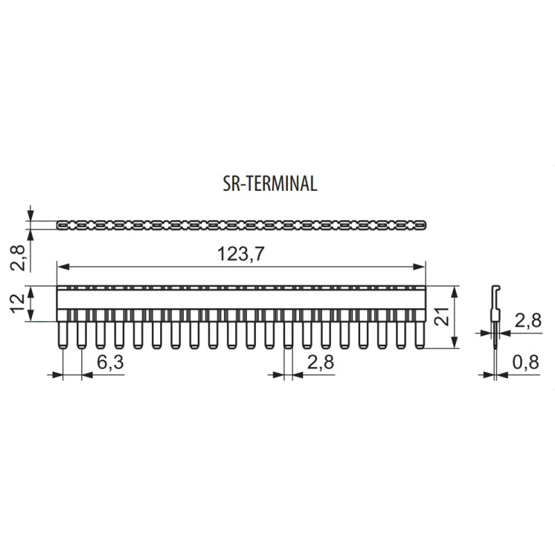 Шина з'єднувальна 36А типу PIN (штир) для SSR, SER [2473054] SR-TERMINAL ETI