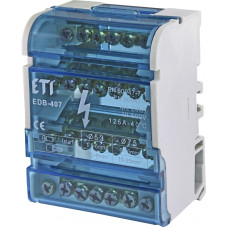 Шина нулевая (кросс-модуль) 4х7 отверстий 125А 3L+PE/N на DIN-рейку [1102303] EDB-407 ETI