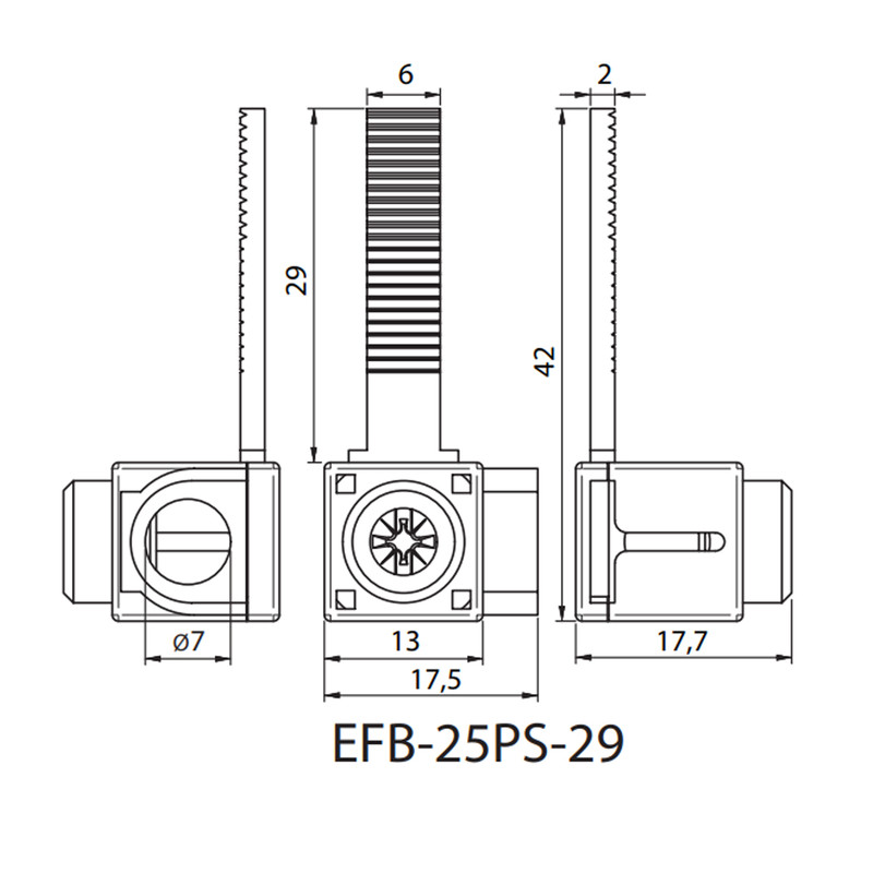 Клемма вводная 6-25мм.кв 80A Pin (штырь) длина 29мм ввод сбоку 690V AC [2921289] EFB-25PS-29 ETI