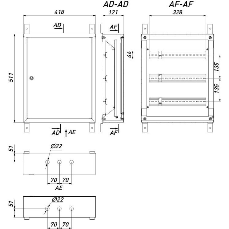 Розподільчий щит 54 модулів металевий 511х418х121мм IP31 навісний [p0100206] E.NEXT e.mbox.pro.n.54
