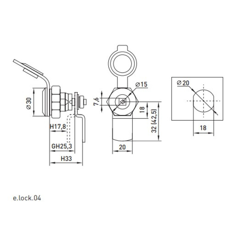 Замок 20-25/42 квадрат IP65 [s053104] e.lock.04 E.NEXT