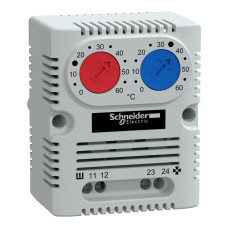 Термостат двойной 10А 0-60 °C 1NO+1NC 250В AC для шкафа [NSYCCOTHD] ClimaSys CC Schneider Electric