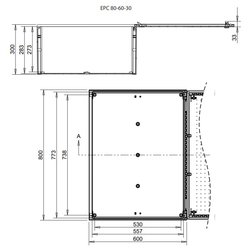 Корпус полиэстеровый 800x600x300мм IP66 с замком [1102607] EPC 80-60-30 ETI