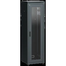 Шкаф сетевой 19" 47U 600х600мм стеклянная дверь черный [LN05-47U66-G] LINEA N УЕК