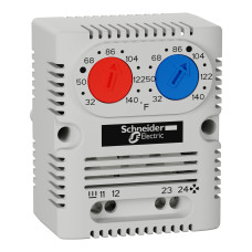 Термостат двойной 10А 32-140 F° 1NO+1NC 250В AC для шкафа [NSYCCOTHDF] ClimaSys CC Schneider Electric