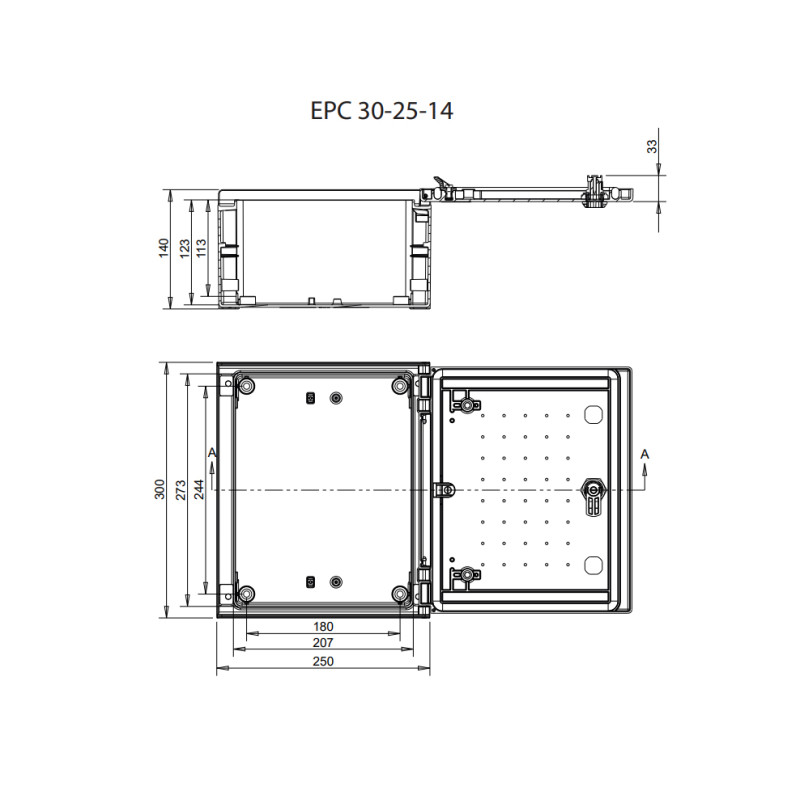 Корпус полиэстеровый 300x250x140мм IP66 с замком [1102600] EPC 30-25-14 ETI