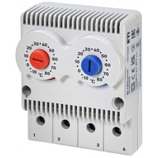Термостат 10А -10+80°C 1NC/1NO 110-250В AC 60В DC для шкафов [1344002] EF-TER2-NC/NO ETI