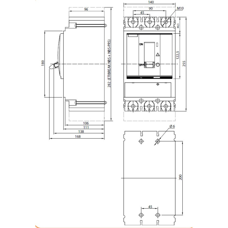 Автоматический выключатель 3Р 630А 50кА LCD [4673147] NBS-E630/3S ETI