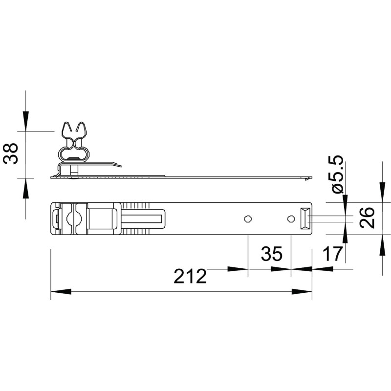 Держатель прута ø8мм 212x32мм медь з регулюванням [5215471] OBO bettermann