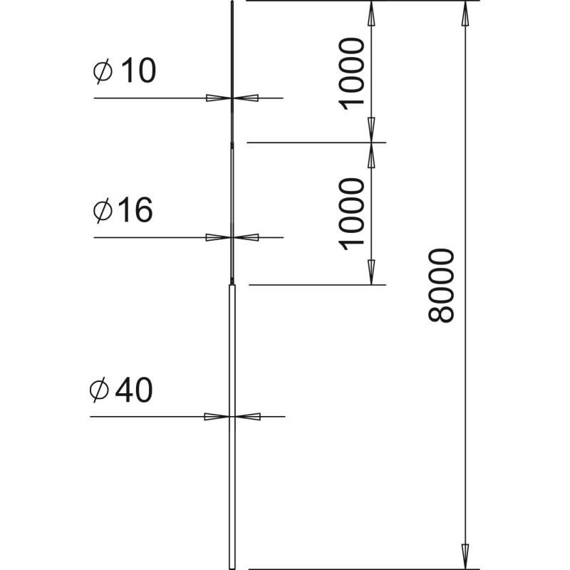 Молниеприемная мачта ø40мм L=8м алюминий [5402880] 3B-8000 OBO Bettermann