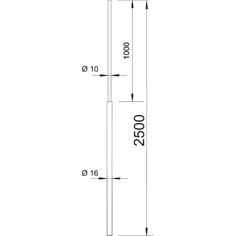 Молниеприемник суженный ø10/16мм L=2,5м алюминий [5401986] 101 VL2500 OBO Bettermann