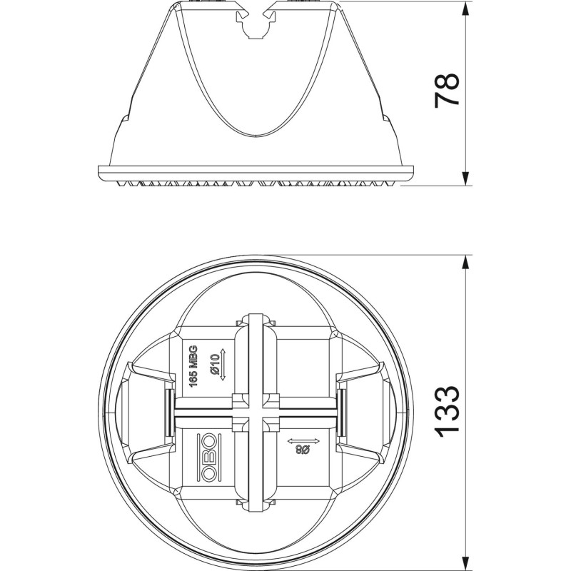 Круглый держатель прута ø8-10мм з бетоном ø133x78мм пластик [5218700] OBO bettermann