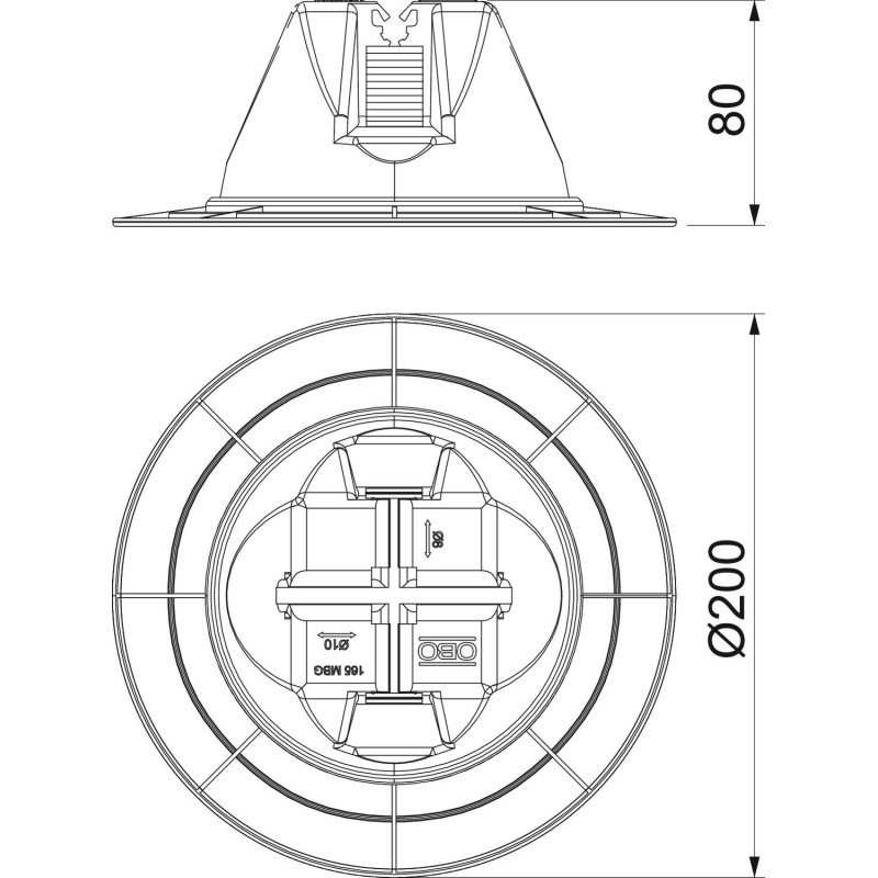 Круглый держатель прута ø8-10мм з бетоном ø200x80мм пластик [5218716] OBO bettermann