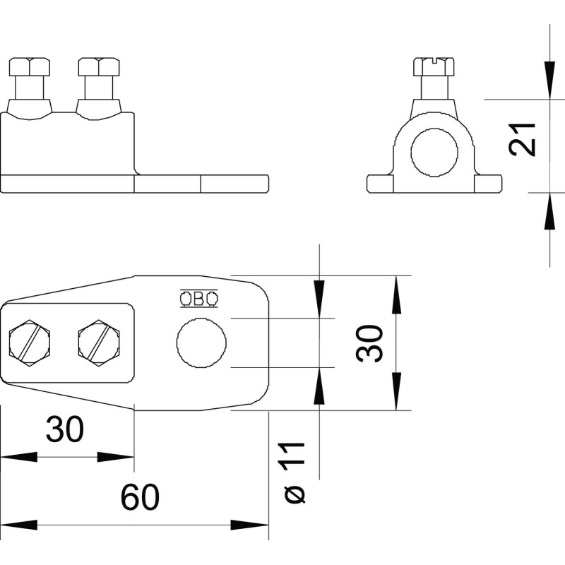 Наконечник для прута ø8-10мм 60x30x21мм оцинкована сталь [5320011] OBO bettermann