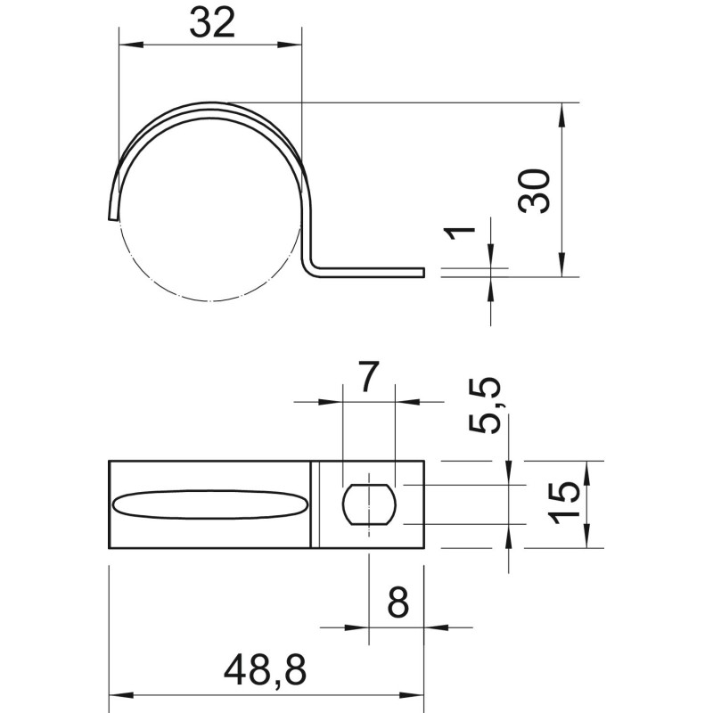 Ø32 скоба-держатель однолапковая оцинкованная [1003321] OBO bettermann