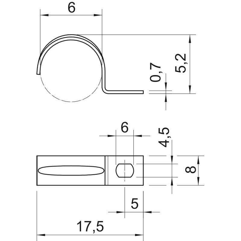 Ø6 скоба-тримач однолапкова оцинкована [1003062] OBO bettermann