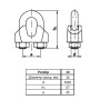 DIN741 Зажим ø14мм M10 44x57мм для каната цинк белый (5 шт.) [3S20000003S1402000] Metalvis