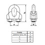 DIN741 Затискач ø8мм M6 30x34мм для каната цинк білий [3S20000003S0802000] Metalvis
