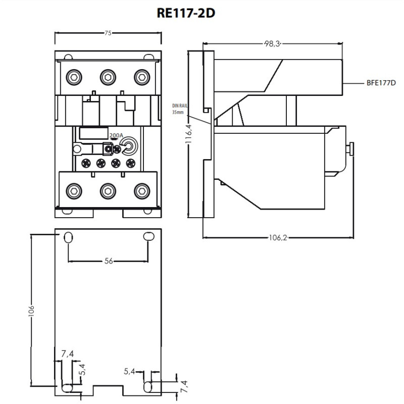 Теплове реле 75-97A для CEM112(Е) [4646421] RE117.2D-97 ETI